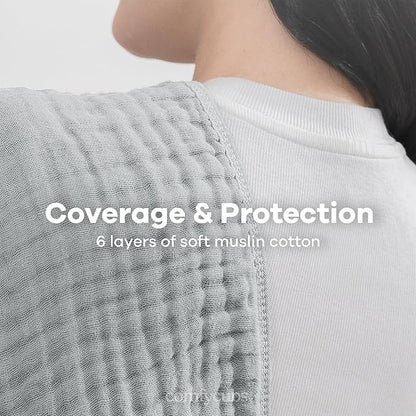 Comfy Cubs Muslin Burp Cloths 20" x 10", Pack of 6 - Large, 6-Layer, Ultra Absorbent 100% Cotton for Baby Drool and Messes - Soft, Safe & Gentle Baby Burp Cloths Set for Boys & Girls - Heather Blue