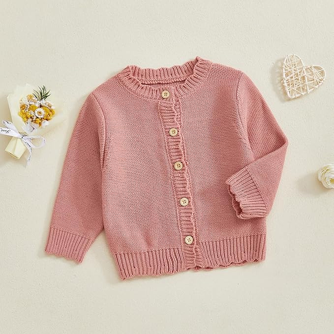 Baby Girl Cardigan Sweater Long Sleeve Button Up Knit Sweatshirt Jacket Toddler Baby Girl Fall Outfits