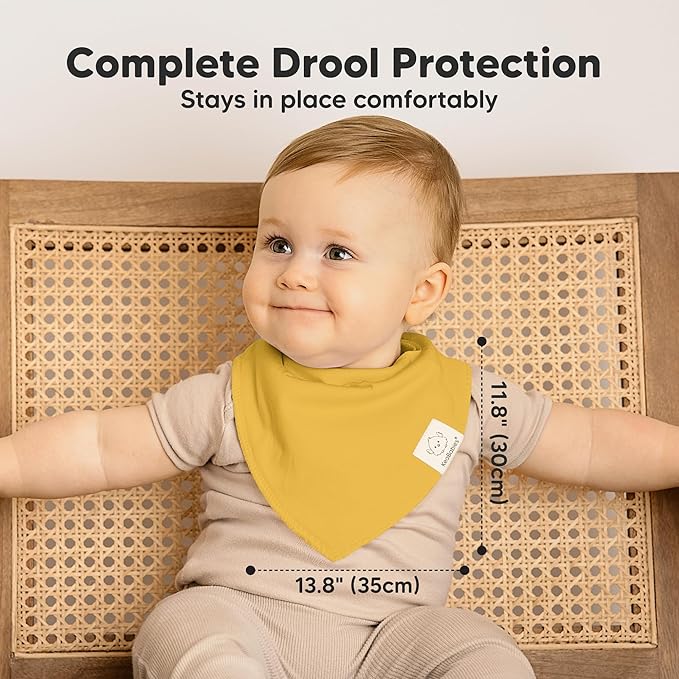 KeaBabies 8-Pack Organic Baby Bandana Bibs for Boys, Girls - Super Absorbent Triangle Baby Bibs for Drooling and Teething Infant, 100% Cotton Extra Soft for Newborn, Infant 0-36 Months (Eclipse)