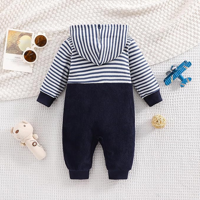 Baby Boy Clothes Newborn Hoodie Romper Fall Winter One-piece Outfit Infant Cute Cartoon Clothing Set 0-18 Months
