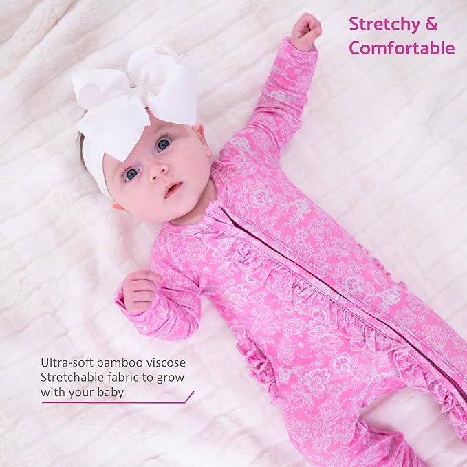 LollyBanks Baby Pajamas, 2-Way Zipper Infant Romper, 95% Viscose Made from Bamboo and 5% Spandex, Baby Sleepers