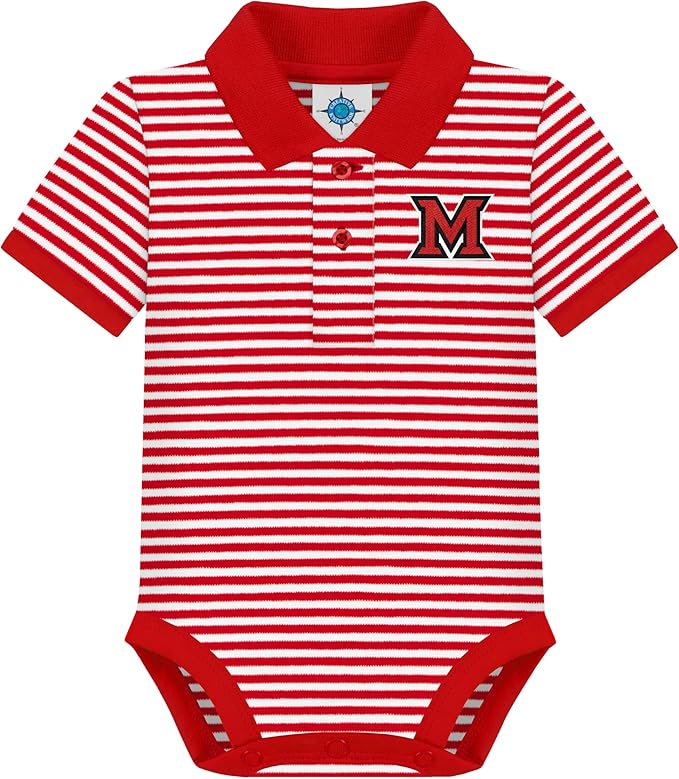 Creative Knitwear College Baby Striped Polo Bodysuit - Team Logo, Multiple Colors, for Boys & Girls (0-12 Months)