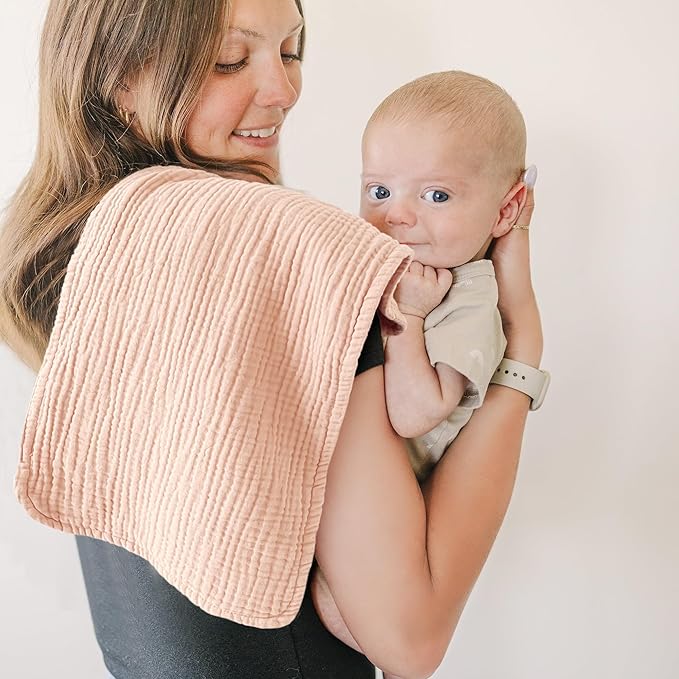 Konssy Muslin Baby Burp Cloths 6 Pack, Soft Absorbent 100% Cotton Burping Clothes for Newborns, Baby Boys and Girls, Unisex