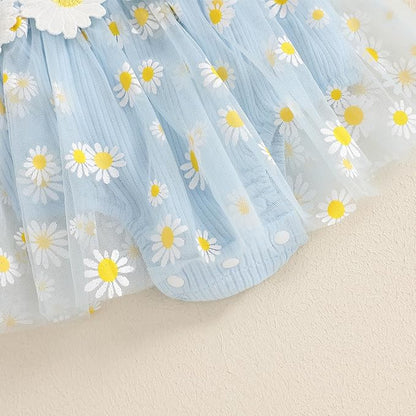 Baby Girl Clothes Daisy Ribbed Bodysuit Sleeveless Romper Dress Summer Outfit for Girls Newborn 3 6 9 12 18 Months