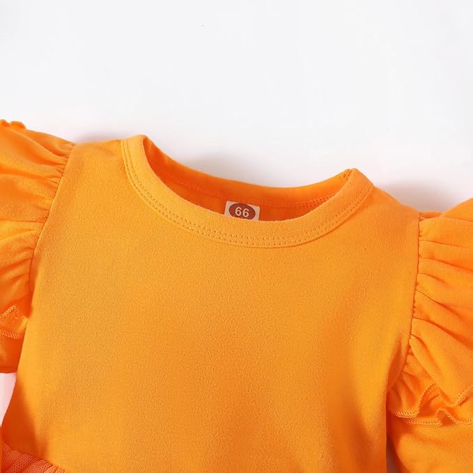 Baby Girl Clothes Infant Ruffle Sleeve Romper Dress Newborn Solid Tutu Skirt Sets Jumpsuit Headband Outfit