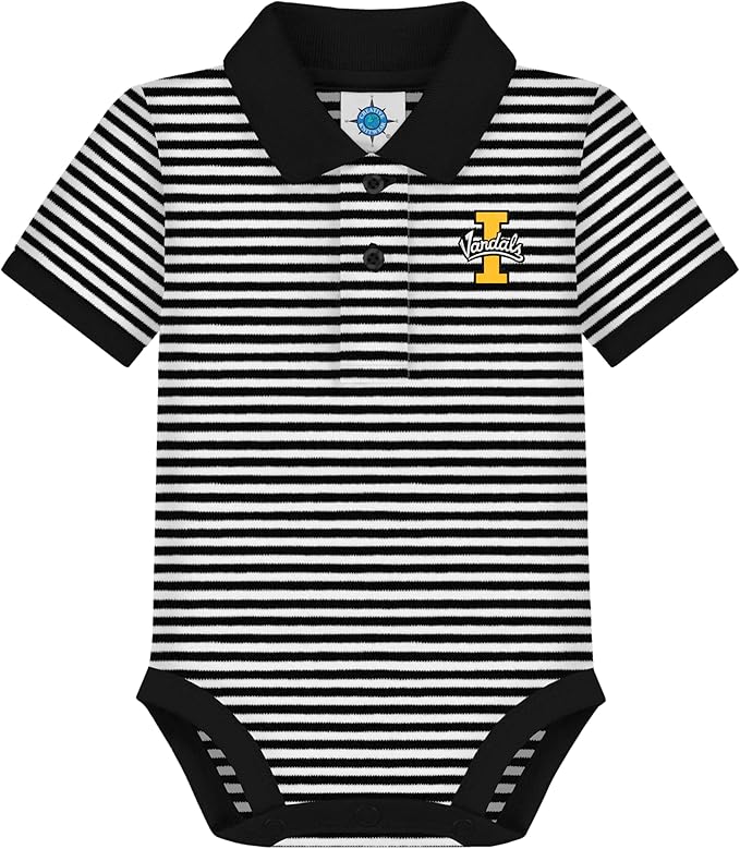Creative Knitwear College Baby Striped Polo Bodysuit - Team Logo, Multiple Colors, for Boys & Girls (0-12 Months)