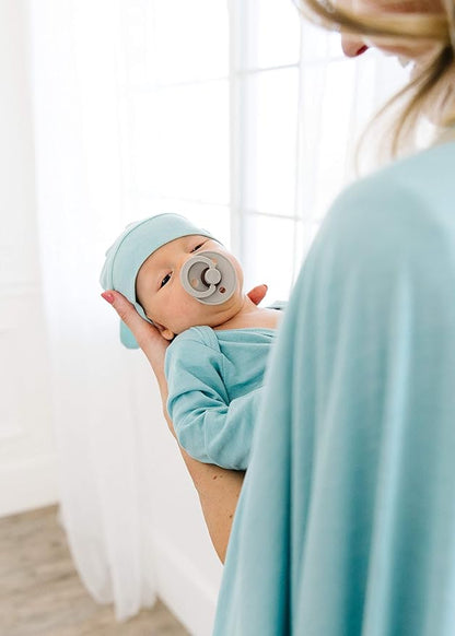 Copper Pearl Baby Gown - Knotted Newborn Sleepers for Baby Boy and Girl, Soft Stretchy Long Sleeve Infant Gowns with Bottom Tie and Hand Mittens, Perfect Hospital Coming Home Outfit (Sonny)