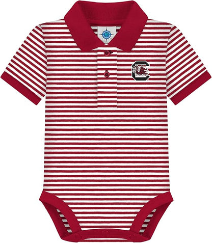 Creative Knitwear College Baby Striped Polo Bodysuit - Team Logo, Multiple Colors, for Boys & Girls (0-12 Months)