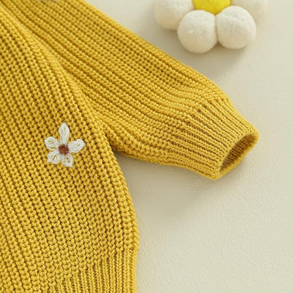 Mubineo Baby Girl Winter Clothes Cute Flower Sweater Crewneck Pullover Long Sleeve Knit Newborn Infant Sweaters