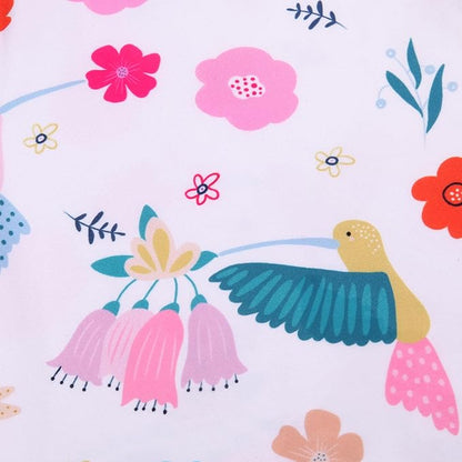 Newborn Baby Girl Gown 0-6 Months, Super Soft Newborn Sleepers Gown, Long Sleeve Infant Nightgown for Girls, Baby Girl Outfit Essential with Folding Gloves Hat Set Flower Bird