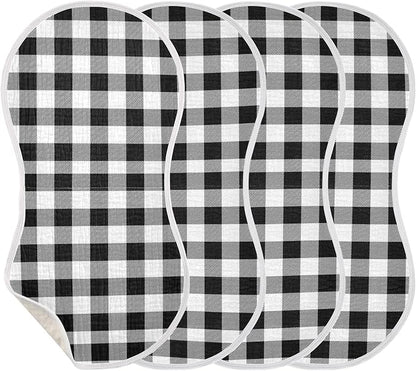 vvfelixl Baby Burp Cloths Black White Plaid Scottish Cage Baby Newborn Cotton Burping Cloths Set Baby Washcloths 4 Pack