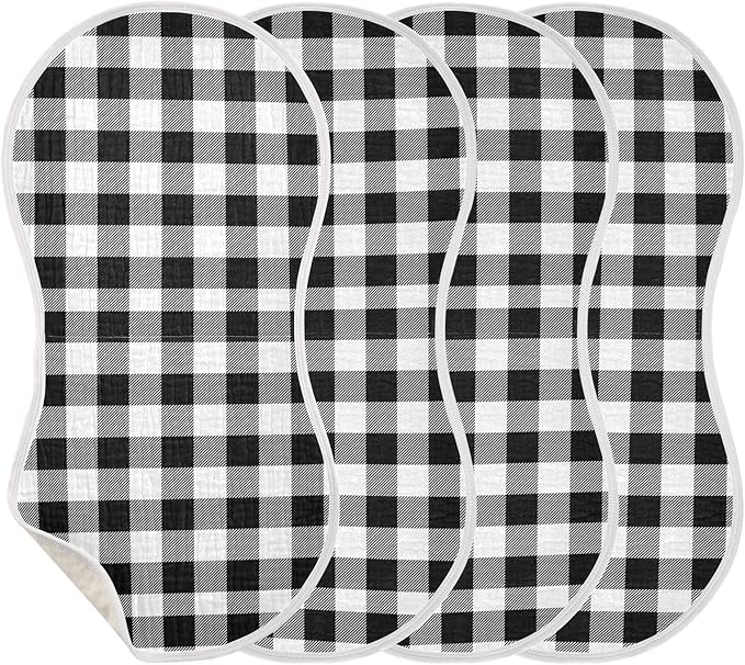 vvfelixl Muslin Burp Cloths Black White Plaid Scottish Cage Baby Washcloths for Baby Girl Boys 2 Pack