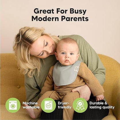 8-Pack Organic Baby Bibs for Boys, Girls - Soft Cotton Drooling and Teething Bibs for Baby Girl & Boy, Extra Absorbent, Easy to Clean & Put On for Toddler, Newborn, Infant 0-24 Months(Dew)