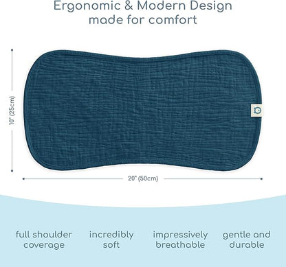 Muslin Burp Cloths Set, 6 Pieces, 100% Organic Cotton Hand Washcloths for Baby Boys and Girls Extra Absorbent and Soft Burping Rags (Blue - Multi Colored)