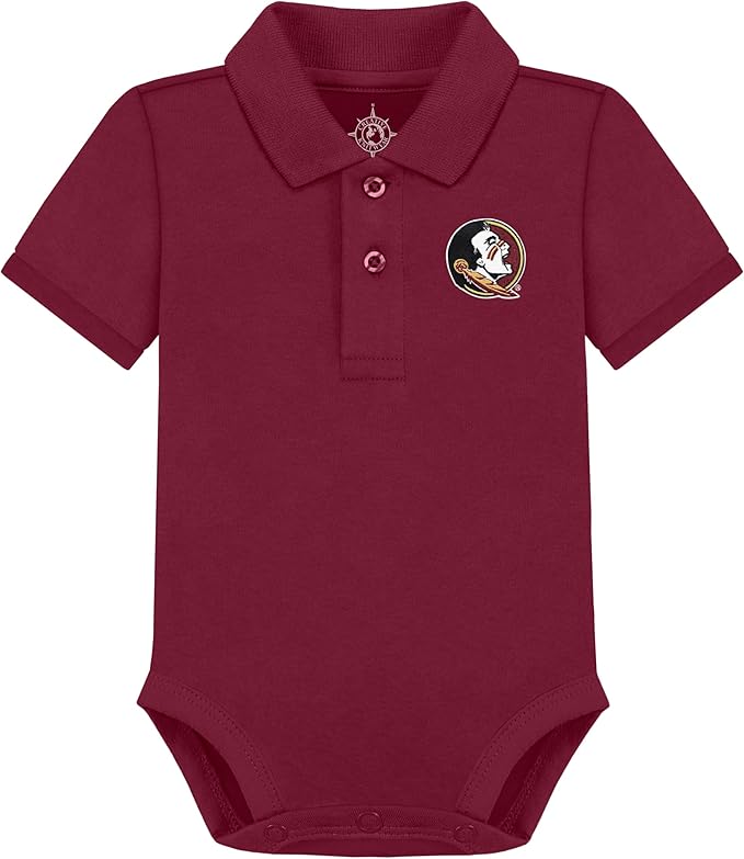 Creative Knitwear College Baby Polo Bodysuit Solid - Team Logo, Multiple Colors, for Boys & Girls (0-12 Months)
