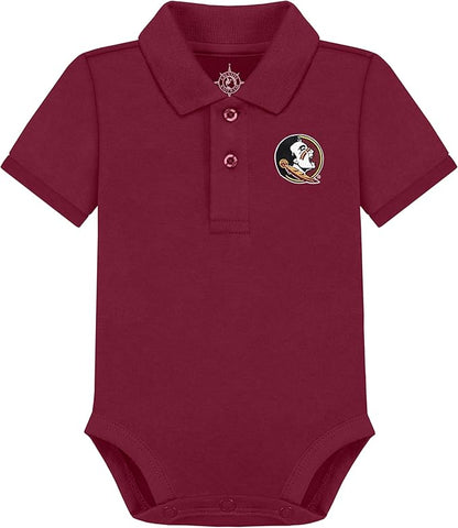 Creative Knitwear College Baby Polo Bodysuit Solid - Team Logo, Multiple Colors, for Boys & Girls (0-12 Months)