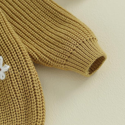 Mubineo Baby Girl Winter Clothes Cute Flower Sweater Crewneck Pullover Long Sleeve Knit Newborn Infant Sweaters