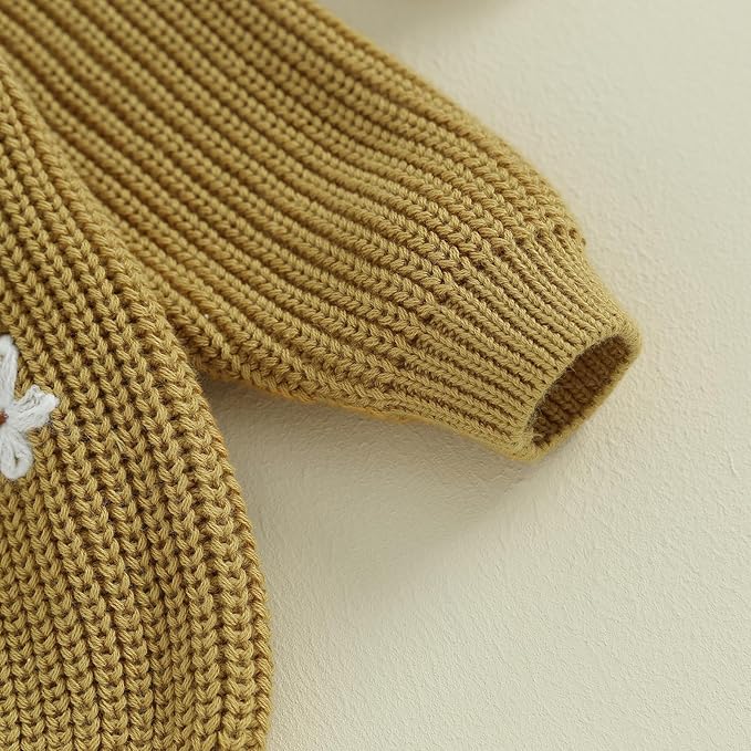 Mubineo Baby Girl Winter Clothes Cute Flower Sweater Crewneck Pullover Long Sleeve Knit Newborn Infant Sweaters