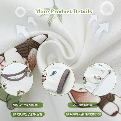 Baby Newborn Gown, 3 Packs Baby Sleeping Bag, Long Sleeve Sleep Sack, Cotton Cloths for Newborn Boys Girls 0-12 Months