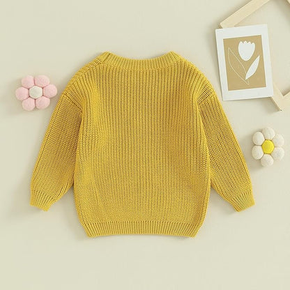 Mubineo Baby Girl Winter Clothes Cute Flower Sweater Crewneck Pullover Long Sleeve Knit Newborn Infant Sweaters