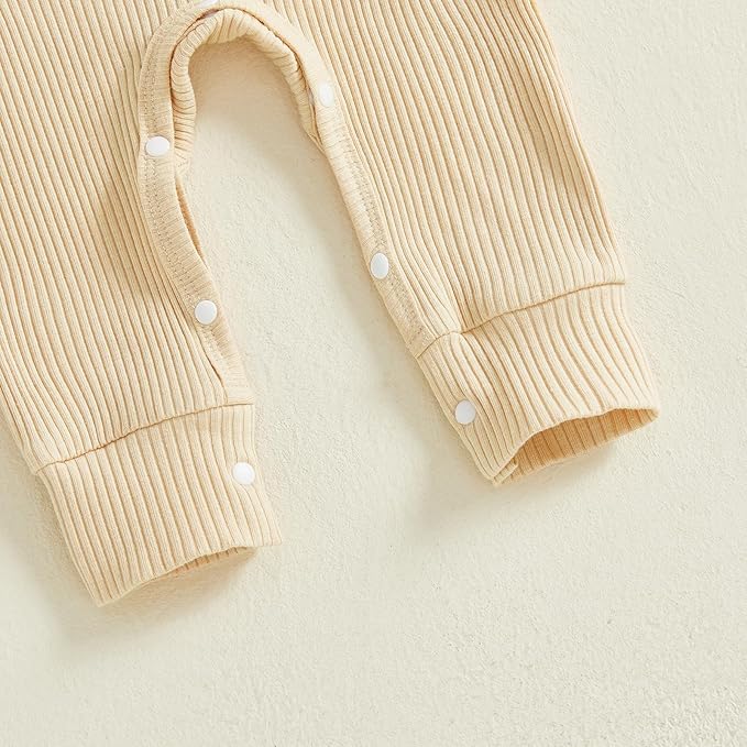 Newborn Baby Boys Romper Long Sleeve Little Brother Letter Print Ribbed Bodysuit Jumpsuit Infant Coming Home Outfit