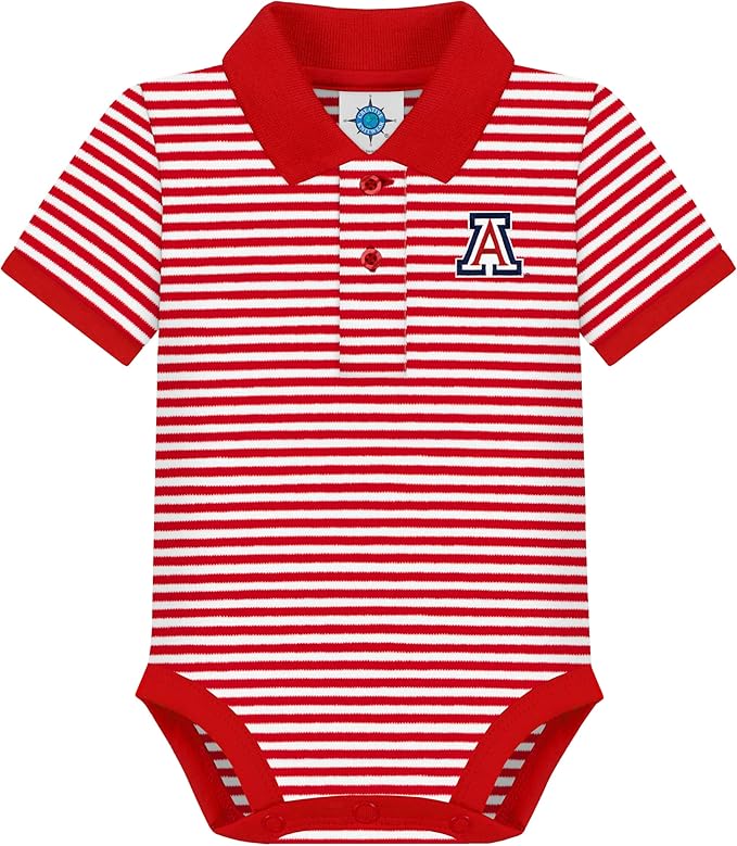 Creative Knitwear College Baby Striped Polo Bodysuit - Team Logo, Multiple Colors, for Boys & Girls (0-12 Months)