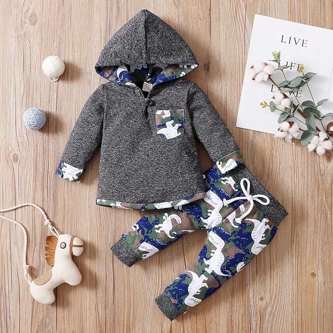 Baby Boy Clothes Infant Hoodie Tops Outfit Long Sleeve Sweatshirt Plaid Pants 2pcs Set 0-36 Months