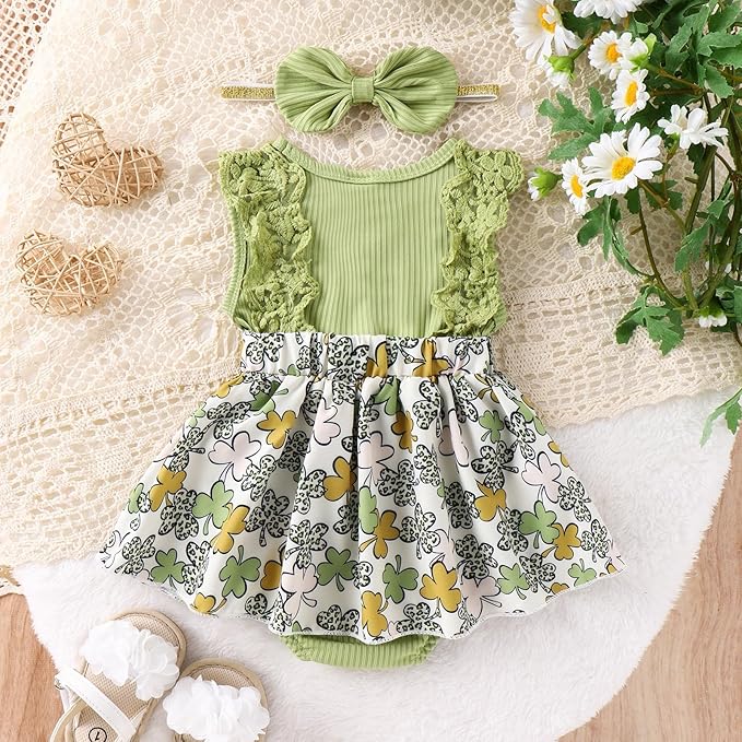 Baby Girl Clothes Newborn Romper Dress Infant Lace Ruffle Sleeveless Summer Outfits with Headband 0-12 Months