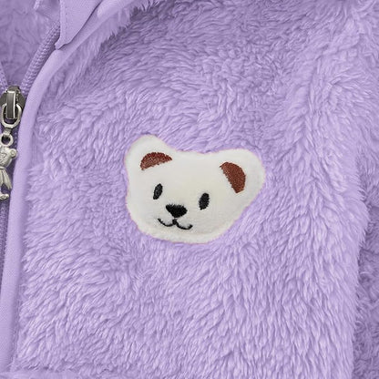 Baby Boys Girls Fleece Jackets Zip Up Hoodies Cute Bear Coats Fall Winter Fuzzy Jacket Newborn Boys Girls Outwear