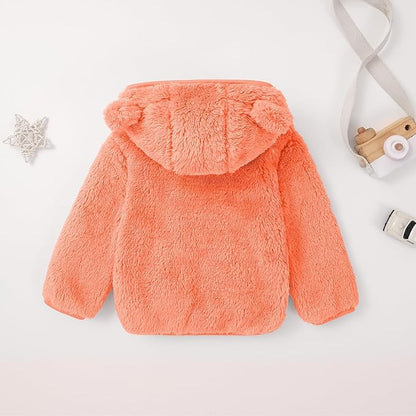 Baby Toddler Boys Girls Fleece Jacket with Hood Zip Up Cute Bear Coats for Infant Boys Girls Fuzzy Jacket with Ear 1-5T