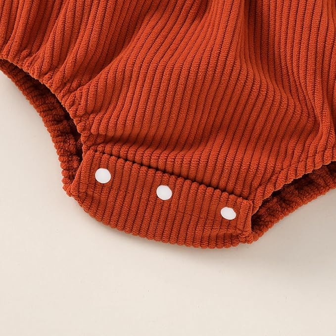 Tiny Cutey Newborn Baby Girl Clothes Bell Sleeve Romper and Corduroy Overalls Shorts Infant Girl Fall Outfits