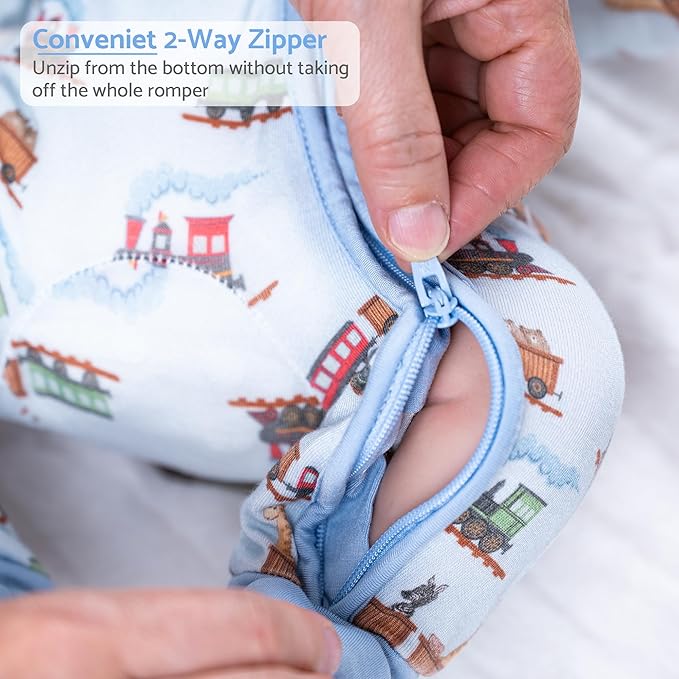 LollyBanks Baby Pajamas, 2-Way Zipper Infant Romper, 95% Viscose Made from Bamboo and 5% Spandex, Baby Sleepers