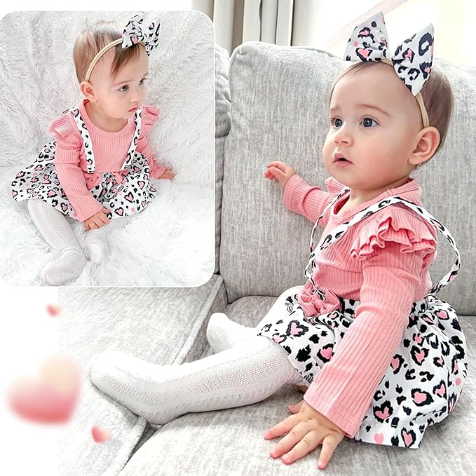 Unutiylo Preemie Newborn Baby Girl Clothes Romper Suspender Dress Fall Winter Outfits Ruffle Long Sleeve Jumpsuit