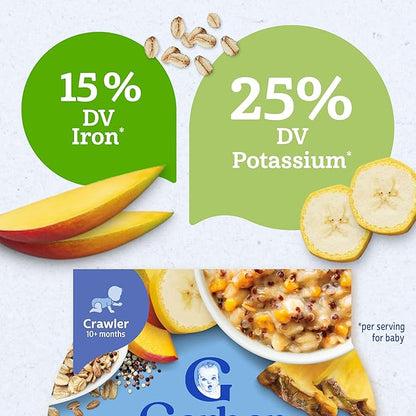 Gerber Stage 3 Baby Food, Organic Morning Bowl, Oats Quinoa & Farro, Baby Oatmeal, 8PK