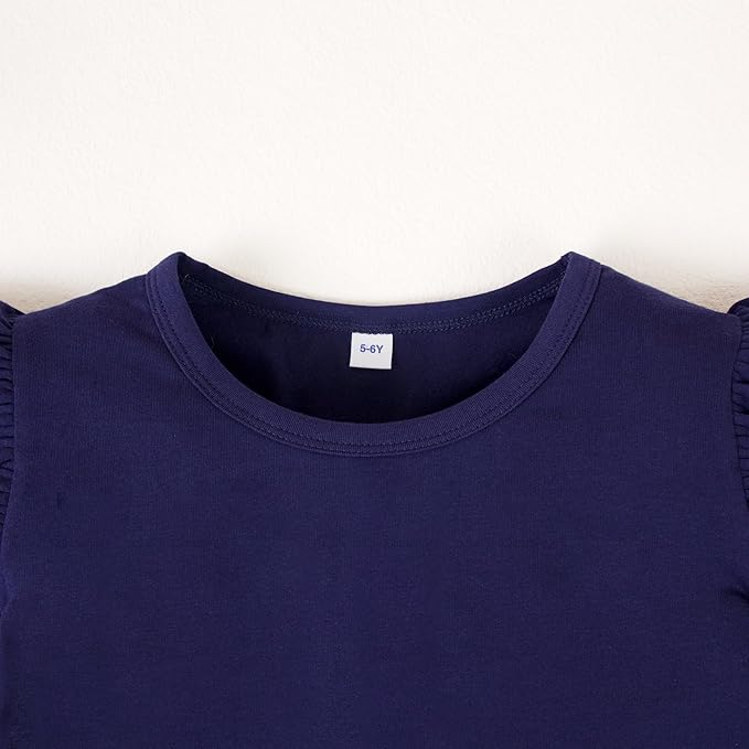 12M-14Y Toddler Baby Girls T Shirt Solid Color Blouse Ruffle Top Cotton Casual Tees Plain Shirt