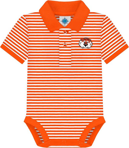 Creative Knitwear College Baby Striped Polo Bodysuit - Team Logo, Multiple Colors, for Boys & Girls (0-12 Months)