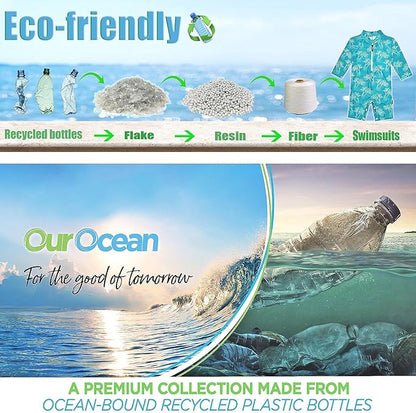 weVSwe Baby Toddler UPF 50+ Sun Protection Rash Guard Long Sleeve Swimsuit with Crotch Zipper