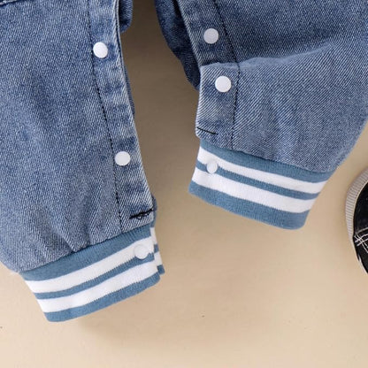 Baby Boy Clothes Fall Winter Outfits Long Sleeve Striped Romper Cute Cartoon Jeans Overalls Pants Set 0-18 Months