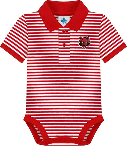 Creative Knitwear College Baby Striped Polo Bodysuit - Team Logo, Multiple Colors, for Boys & Girls (0-12 Months)
