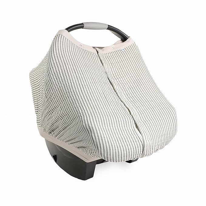 Little Unicorn Breathable Car Seat Canopy | Magnetic Closure Cover & Universal Fit | Protection & Privacy for Baby (Grey Stripe)