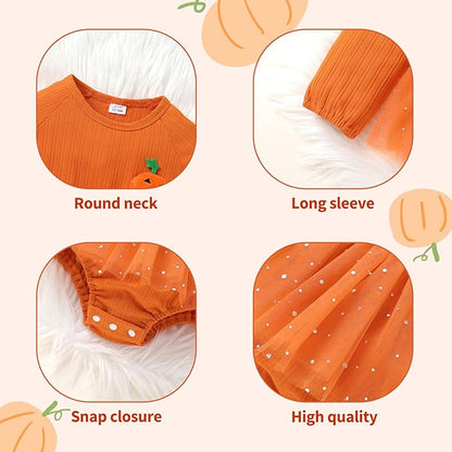 YOUNGER TREE Newborn Baby Girl Romper Dress Outfits Long Sleeve Floral Tutu Bodysuit with Leggings Hat Infant Fall Clothes