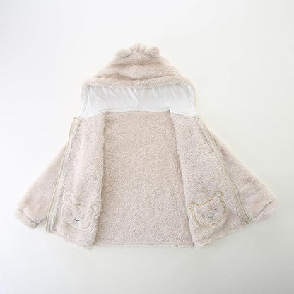 Toddler Winter Coat Fleece Zip up Hooded Bear Ears Warm Fuzzy Baby Kids Jacket Outerwear Sweater
