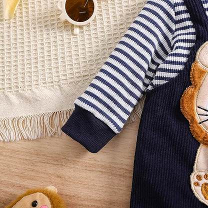 Baby Boy Clothes Newborn Hoodie Romper Fall Winter One-piece Outfit Infant Cute Cartoon Clothing Set 0-18 Months