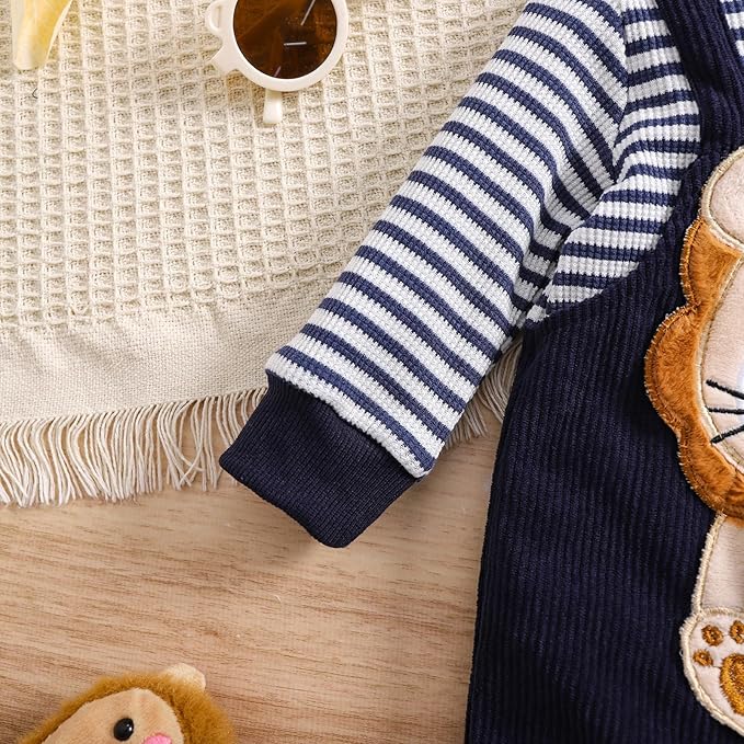 Baby Boy Clothes Newborn Hoodie Romper Fall Winter One-piece Outfit Infant Cute Cartoon Clothing Set 0-18 Months