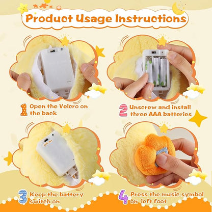 MIAODAM Breathing Stuffed Animal Penguin Plush with Realistic Breathing Action, Lighted Music Stuffed Animals for Anxiety Perfect for Babies and Kids