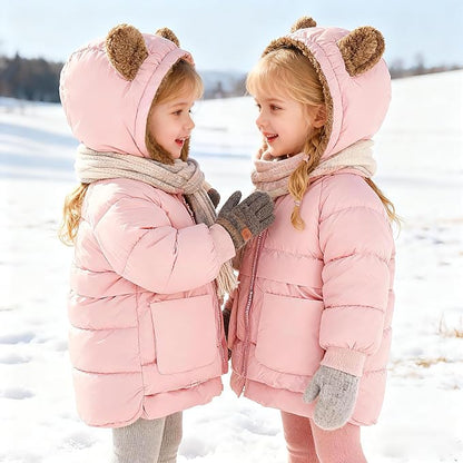 TUONROAD Baby Girls Coats for 6 Months-5 Years Toddlers Boy Winter Jacket Warm Bear Hooded Outdoor Coats Size 5