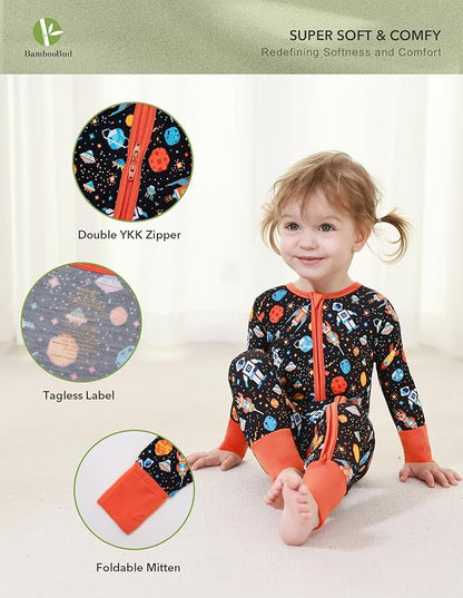 Baby Zippered Rompers Newborn Pajamas Sleepers Long Sleeve Jumpsuits Infant Zipper Romper-Viscose from Bamboo