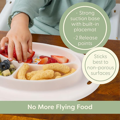 CoComelon Silicone Divider Plate - Suction Plates for Toddlers, Babies - BPA-Free- Non Slip Reusable Portable Toddler Plates with Suction, Less Mess - Portion Meal Time - Non Toxic, Dishwasher Safe