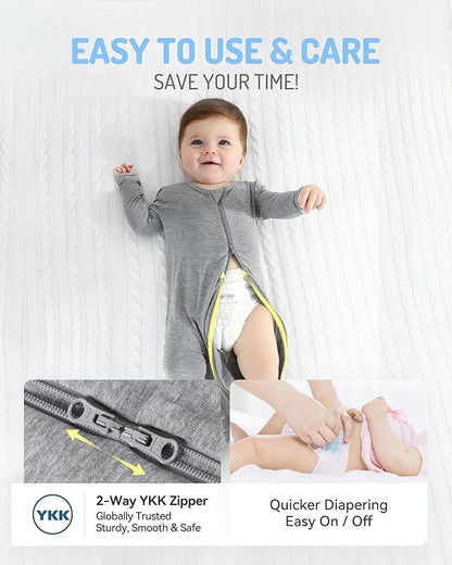 HAPIU Rayon from Bamboo Baby Footed Pajamas, 2 Way Zipper YKK, Footie for Baby Boy Girls, Newborn-24 Months