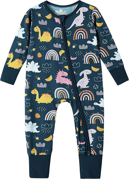 Baby Zippered Rompers Newborn Pajamas Sleepers Long Sleeve Jumpsuits Infant Zipper Romper-Viscose from Bamboo
